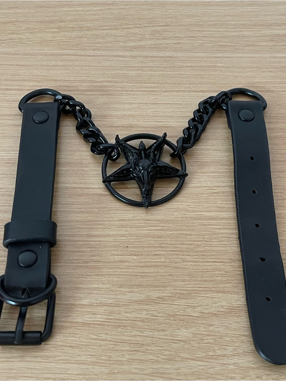 Killstar Black Pentagram Goat Head Chain Choker